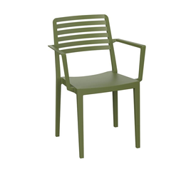 NOLA Πολυθρόνα Τραπεζαρίας Κήπου Στοιβαζόμενη, PP - UV Protection, Απόχρωση Λαδί