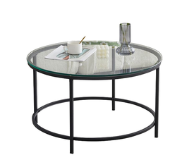 DORSET Τραπεζάκι Σαλονιού- Καθιστικού, Μέταλλο Βαφή Μαύρο, Γυαλί Clear