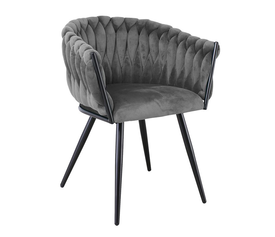 VERDI Πολυθρόνα Μέταλλο Βαφή Μαύρο, Ύφασμα Velure, Απόχρωση Γκρι