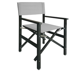 Σκηνοθέτη Πολυθρόνα, Αλουμίνιο Ανθρακί (1,2mm), Textilene Γκρι, Πτυσσόμενη(2,75kg)