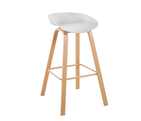 PENT Σκαμπό Bar, Μέταλλο Βαφή Φυσικό, PP Άσπρο