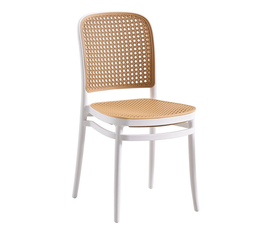 FLORENCE Καρέκλα PP Άσπρο, PP Rattan Μπεζ, Στοιβαζόμενη