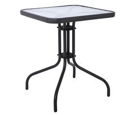 BALENO Τραπέζι Κήπου - Βεράντας, Μέταλλο Βαφή Ανθρακί, Γυαλί Tempered