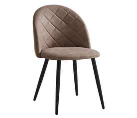 BELLA Καρέκλα Τραπεζαρίας, Μέταλλο Βαφή Μαύρο, Ύφασμα Απόχρωση Suede Μπεζ