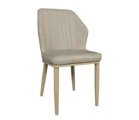 DELUX Καρέκλα Μέταλλο Βαφή Φυσικό, Linen PU Μπέζ