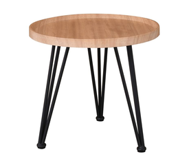 MATRIX Τραπεζάκι Σαλονιού Καθιστικού, Μέταλλο Βαφή Μαύρο, Ξύλο Φυσικό