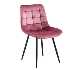 MYRIAM-R Καρέκλα Τραπεζαρίας, Μέταλλο Βαφή Μαύρο, Ύφασμα Velure Απόχρωση Dirty Pink