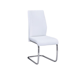 TULIP Καρέκλα Τραπεζαρίας Κουζίνας Μέταλλο Χρώμιο, PU Άσπρο