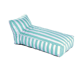 TACO MAX Πουφ Ξαπλώστρα Ανάκλιντρο, 100% Αδιάβροχο Ύφασμα Ριγέ Άσπρο/Τιρκουάζ