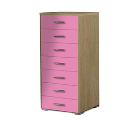 Συρταριέρα παιδική 7 συρτ.60cm δρυς-ροζ