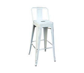 RELIX Σκαμπό Bar-Pro με Πλάτη, Μέταλλο Βαφή Antique White