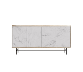 STOCKHOLM ΜΠΟΥΦΕΣ SONOMA DECAPE ΛΕΥΚΟ ΜΕ ΟΨΗ ΜΑΡΜΑΡΟΥ 161x39.5x80