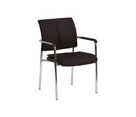 ELDER Πολυθρόνα Γραφείου Επισκέπτη Χρώμιο, PU Μαύρο