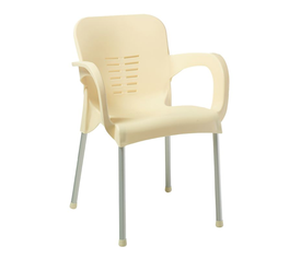 LARA-II Πολυθρόνα Dining Στοιβαζόμενη, ALU Silver, PP Εκρού