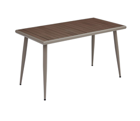 SERRANO Τραπέζι Κήπου-Βεράντας Μέταλλο Βαφή Sand Beige, Polywood Καρυδί