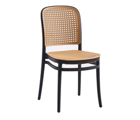 FLORENCE Καρέκλα PP Μαύρο, PP Rattan Μπεζ, Στοιβαζόμενη