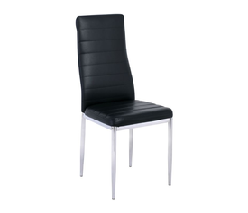 JETTA Καρέκλα Τραπεζαρίας - Κουζίνας, Μέταλλο Χρώμιο, Pvc Μαύρο, Full K/D - Συσκ.4