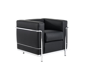 GENOVA Πολυθρόνα Σαλονιού Καθιστικού, Inox - Pu Μαύρο