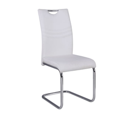 CROFT Καρέκλα Τραπεζαρίας - Κουζίνας, Μέταλλο Χρώμιο, PU Άσπρο