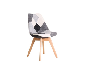 MARTIN Καρέκλα Ξύλο PP, Ύφασμα Patchwork Black & White