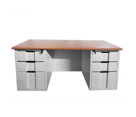 ΓΡΑΦΕΙΟ 6-Συρτάρια, Μέταλλο Βαφή Άσπρο, Επιφάνεια Απόχρωση Maple