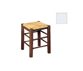 ΤΑΒΕΡΝΑΣ Σκαμπό Βοηθητικό, Οξιά Εμποτισμός Λάκα Άσπρο, Κάθισμα Ψάθα