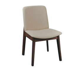 EMMA Καρέκλα Τραπεζαρίας Οξιά Καρυδί, Ύφασμα Μπεζ