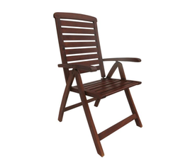 GARDEN Πολυθρόνα Βεράντας - Κήπου, Ξύλο Ακακία, Ψηλή Πλάτη 5 Θέσεων, Πτυσσόμενη, Καρυδί