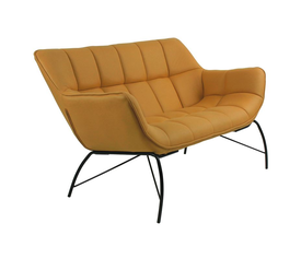 ADAMS Καναπές 2θ - Σαλονιού - Καθιστικού, Ύφασμα Κίτρινο, Μέταλλο Μαύρο