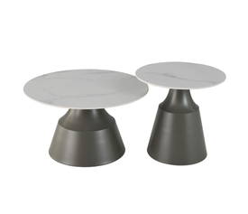 KAIA COFFEE TABLE SET 2ΤΕΜ ΛΕΥΚΟ ΜΑΥΡΟ Ø70x40