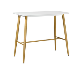 LAVIDA Τραπέζι BAR Μέταλλο Βαφή Φυσικό, Άσπρο MDF