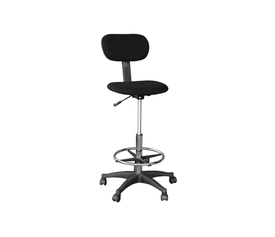 BF404 Σκαμπό Reception-Ταμείου με Πλάτη, Ύφασμα Μαύρο, Ρύθμιση Ύψους, Περιστρεφόμενο