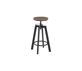 YORK Σκαμπό BAR, Μέταλλο Βαφή Σκούρο Καφέ, Καρυδί, Ρύθμιση Ύψους, Περιστρεφόμενο