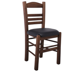 ΣΙΦΝΟΣ Καρέκλα Οξιά Βαφή Εμποτισμού Καρυδί, Κάθισμα Pu Μαύρο