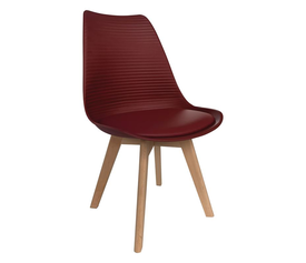 MARTIN STRIPE Καρέκλα Ξύλινο Πόδι, PP Μπορντώ