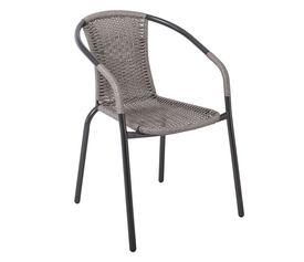 BALENO Πολυθρόνα Στοιβαζόμενη, Μέταλλο Βαφή Ανθρακί, Wicker Mixed Grey