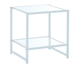 ATOS Κομοδίνο Μέταλλο Βαφή Άσπρο - Γυαλί 5mm