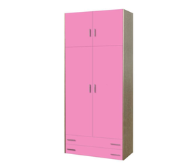 Παιδική ντουλάπα δίφυλλη με πατάρι ροζ