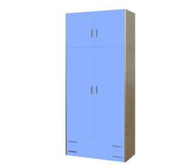 Παιδική ντουλάπα δίφυλλη με πατάρι σιέλ