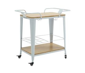 RELIX Trolley Bar-Pro Μέταλλο Βαφή Άσπρο, MDF Απόχρωση Φυσικό