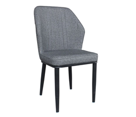 DELUX Καρέκλα Μέταλλο Βαφή Μαύρο, Linen PU Ανθρακί