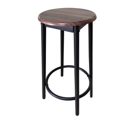 MAYER Σκαμπό BAR, Μέταλλο Βαφή Ανθρακί, Κάθισμα Απόχρωση Καρυδί