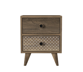 Κομοδίνο KALYMNOS Καρυδί Με Σχέδιο 40x30x48cm