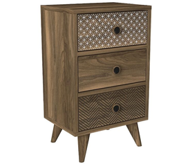 Κομοδίνο KALYMNOS Καρυδί Με Σχέδιο 40x30x65cm