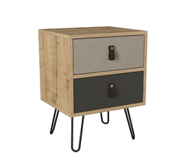 Κομοδίνο TILOS Φυσικό/Ανθρακί/Ανοιχτό Καφέ 45x39x60cm