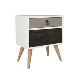 Κομοδίνο KIMOLOS Λευκό/Φυσικό/Καφέ 45x30x52cm