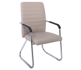 COLLET Πολυθρόνα Γραφείου Επισκέπτη Μέταλλο Χρώμιο, Pu Cappuccino