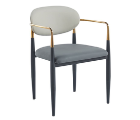 OLIVE Πολυθρόνα Μέταλλο Βαφή Μαύρο-Gold, Pu Ανοιχτό Γκρι-Σκούρο Γκρι