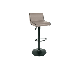 NERO Σκαμπό BAR με Πλάτη, Μέταλλο Μαύρο, PU Cappuccino, Ρύθμιση Ύψους, Περιστρεφόμενο