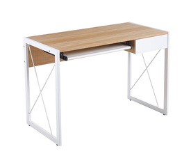 UNIT Γραφείο Η/Υ, Μέταλλο Βαφή Άσπρο, Melamine Απόχρωση Sonoma